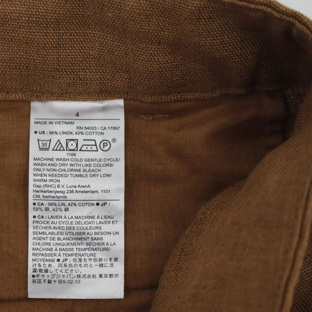 NWT Banana Republic Cargo Suit Pants Womens 4 wide Leg Linen Blend Brown trouser